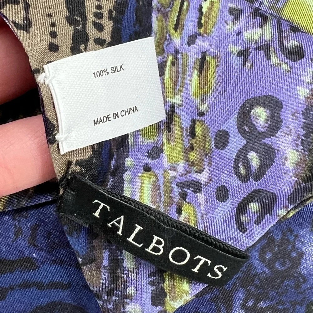 TALBOTS PAISLEY SILK‎ PURPLE AND LIME FASHION SCARF